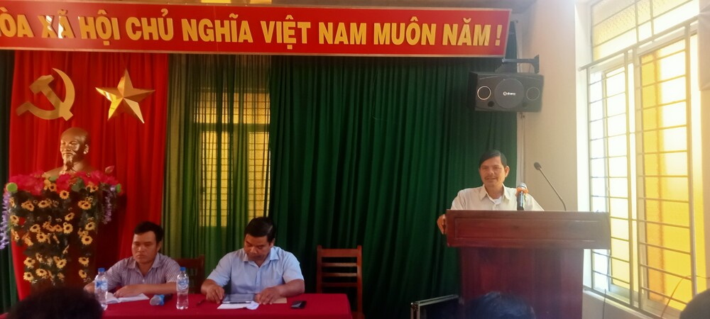 Đồng chí Hồ Thanh Hùng, Bí thư Đảng ủy xã - Chủ tịch HĐND xã phát biếu chỉ đạo tại Hội nghị